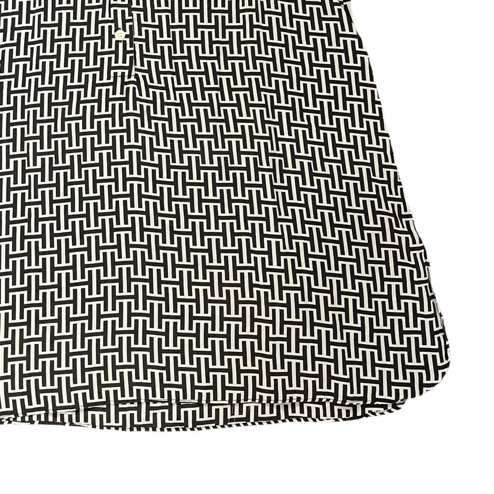 Vintage Halston Intimates 100% Silk Sleep Shirt M Geometric Print